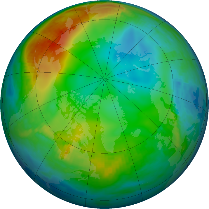 Arctic ozone map for 10 December 1999